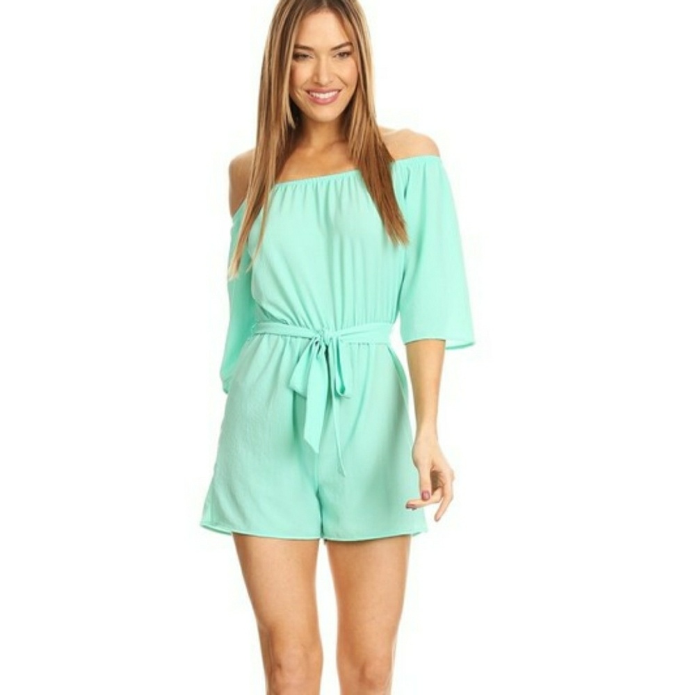 Mint Off-Shoulder Jumpsuit